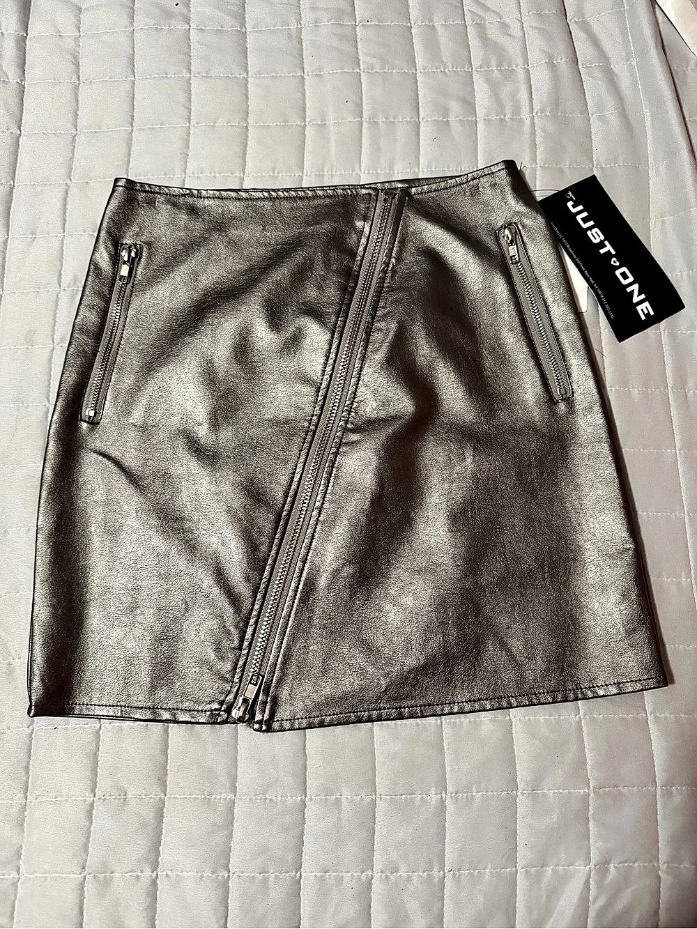 Just One Metallic Mini Skirt Size Medium NWT